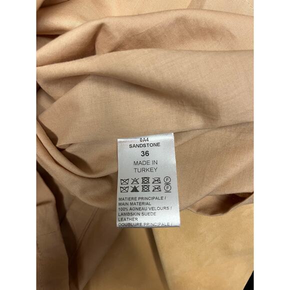 CHLOE Beige 100% Lambskin Suede Paneled 3/4 Sleeve Boat Neck Jacket Top 36 US 4 - Picture 5 of 5